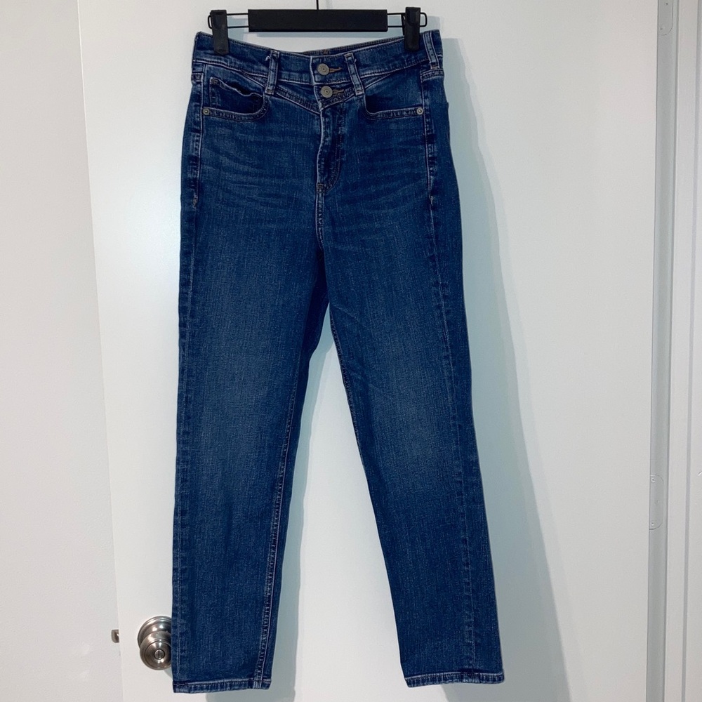 Express Super High Waisted Original Double Button Mom Jeans